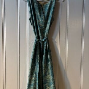 Royal Robbins Teal and Gold Maxi Dress